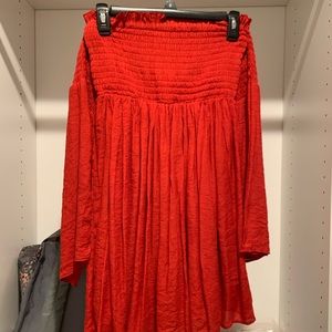 Red off the shoulder dress